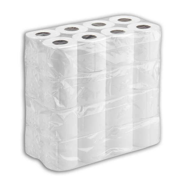 Toilettenpapier, 2-lagig, 100% Zellstoff, hochweiß, geprägt, perforiert, 32 Rollen (4x8) à 40 Meter