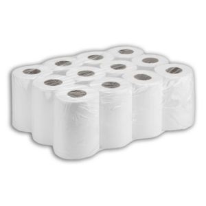 Handtuchrolle Mini, 2-lagig, 100% Zellstoff, hochweiß, geprägt, perforiert, 12 Rollen à 65 Meter