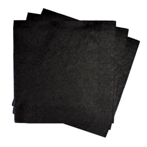 Servietten, Zellstoff, schwarz, 24x24 cm, 3-lagig, 1/4 Falz
