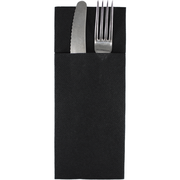 Besteckservietten, Airlaid, schwarz, 40x33 cm, 1/8 Falz