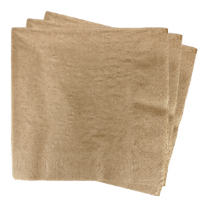 Servietten, Recycling, naturbraun, 33x33 cm, 2-lagig, 1/4 Falz
