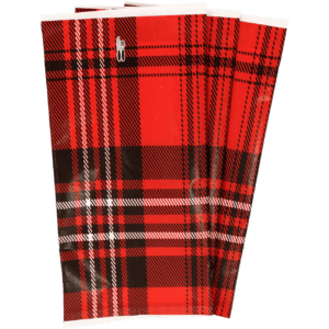 Bestecktaschen Scottish Red, 27x13 cm mit innenliegender Serviette, Zellstoff, hochweiß, 48x48 cm, 2-lagig, Kopffalz
