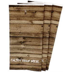 Bestecktaschen Enjoy Your Meal, 27x13 cm mit innenliegender Serviette, Tissue, hochweiß, 48x48 cm, 2-lagig, Kopffalz