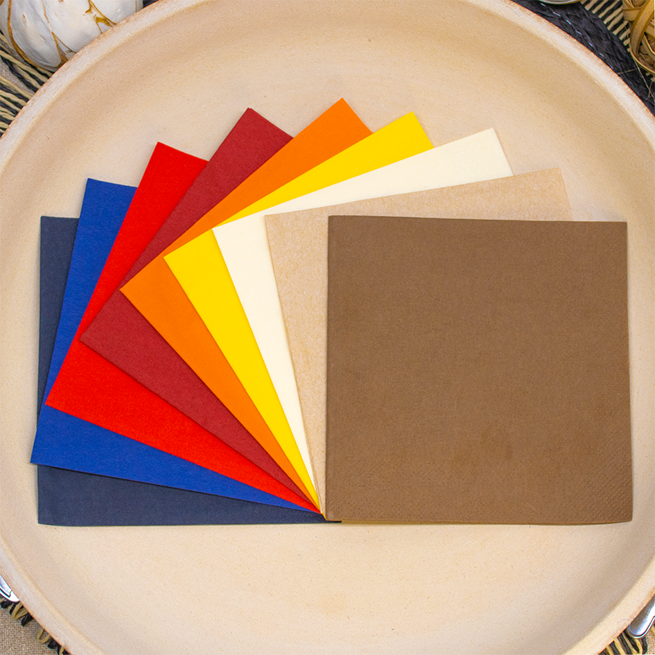 Zellstoff Servietten, farbig, 33x33 cm, 3-lagig, 1/4 oder 1/8 Falz, Flexodruck