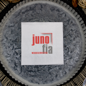 Digital bedruckte Zellstoff Servietten, Weiß, 24x24 cm, 3-lagig, 1/4 Falz, Unterverpackung zu je 100 Stück