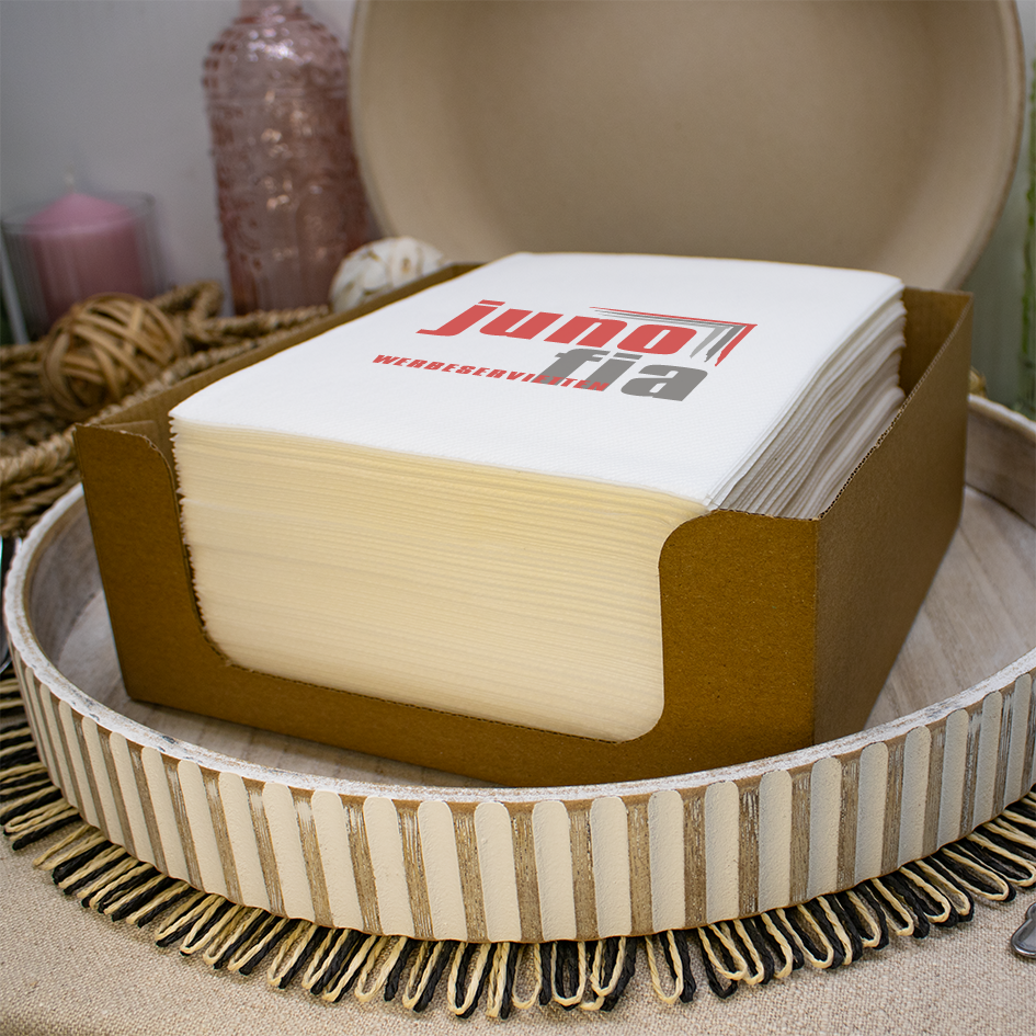 Digital bedruckte Airlaid Servietten, Weiß, 40x30 cm, 1/4 Falz, Unterverpackung zu je 50 Stück – Bild 3